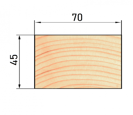 Брусок строганый 45x70x2000 мм лиственница