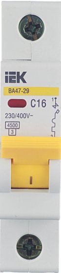 Автоматический выключатель модульный IEK Karat ВА 47-29 1P 16А тип C 4,5 кА 230/400 В (MVA20-1-016-C)