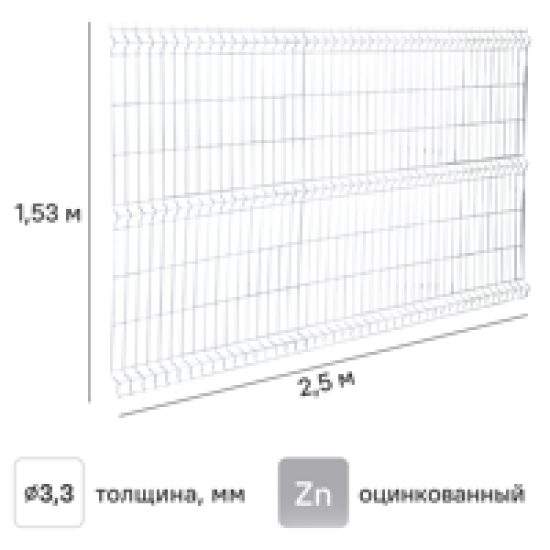 3D панель для забора Grand Line Light 2.5x1.53 м оцинкованный