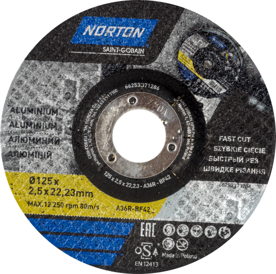 Диск отрезной по алюминию тип 42 Norton 125x22.2x2.5 мм