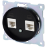 Розетка компьютерная двойная встраиваемая Onekey Florence RJ45 UTP cat 5e цвет чёрный