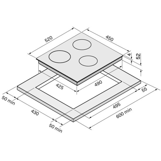 Варочная панель индукционная Krona Vento 45 3 конфорки слоновая кость