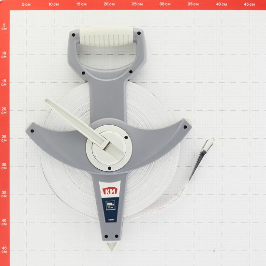 Рулетка КМ ручная 3-кратное ускорение намотки 100 м x 13 мм