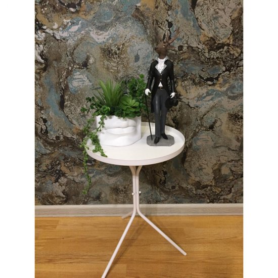 Журнальный столик круглый белый муар Sheffilton SHT-CT11