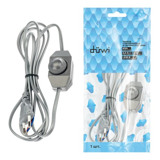 Кабель для светильника Duwi IP20 230 В 2 м с выключателем серебро (28578 6)