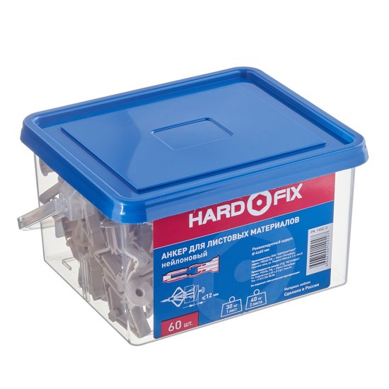 Дюбель для листовых материалов Hard-Fix PLA 4x60 мм нейлон с шурупом (60 шт.)