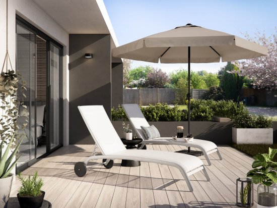 Зонт с центральной опорой Naterial Avea ø296 h247 см шестигранный бежевый