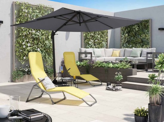 Зонт с боковой опорой Naterial Aura 281x386 h275 см прямоугольный темно-серый