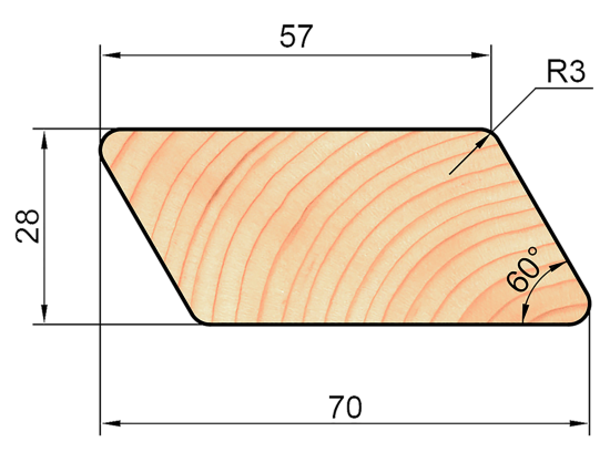 Брусок скошенный сращенный 28x70x2200 мм хвоя сорт Экстра без сучков