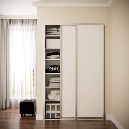 Дверь-купе SPACEO 2455x604 мм высота проема 2500 мм ЛДСП цвет белый/матовое серебро широкий профиль