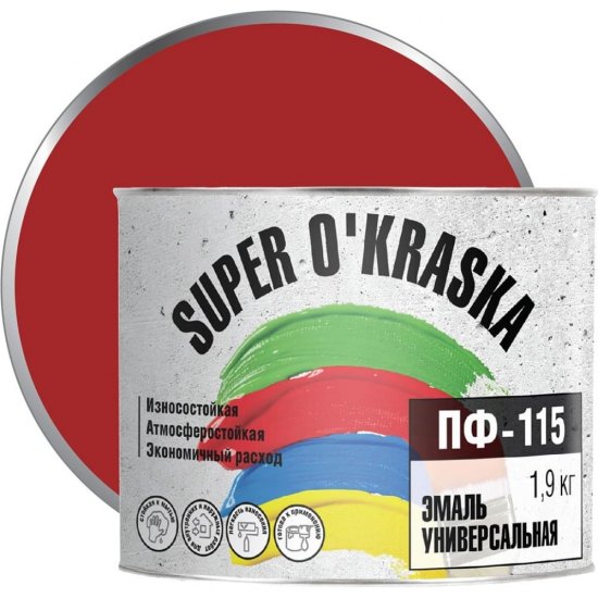 Эмаль super maler Красный 1,9кг