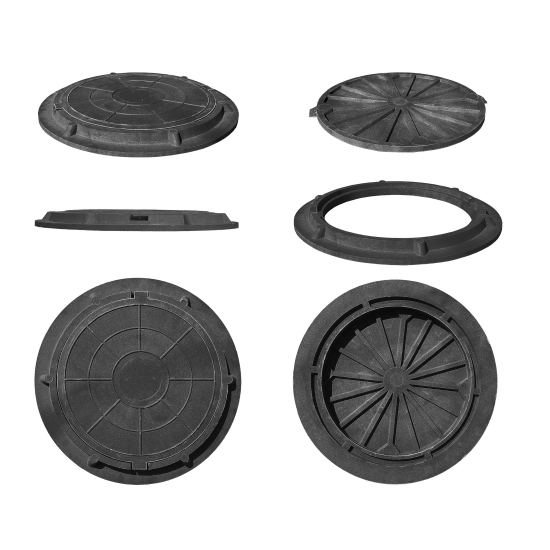 Полимерпесчаный люк колодца ø580 мм 1.5 т цвет чёрный