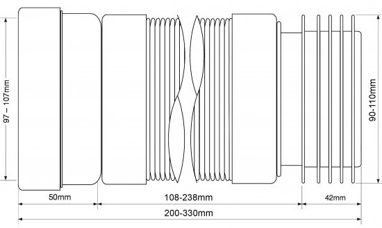Труба фановая раздвижная McAlpine для унитаза ø110 мм 200-330 мм MRWC-F20R