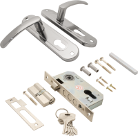 Замок врезной с дверными ручками на планке Зенит ЗВ7-60.1-02 хром