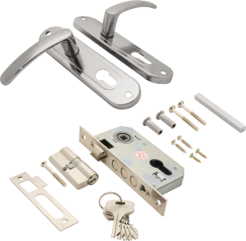 Замок врезной с дверными ручками на планке Зенит ЗВ7-60.1-02 хром