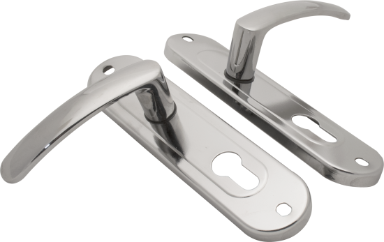 Замок врезной с дверными ручками на планке Зенит ЗВ7-60.1-02 хром