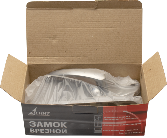 Замок врезной с дверными ручками на планке Зенит ЗВ7-60.1-02 хром