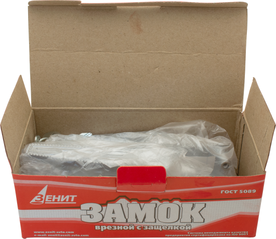 Замок врезной с дверными ручками на планке Зенит ЗВ4-3.01 никель