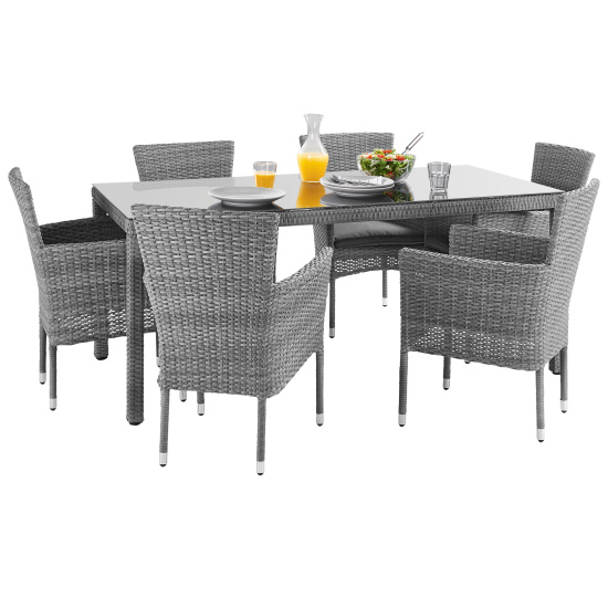 Стол садовый Naterial Davos Fix 90x180x74 см алюминий/стекло цвет серый