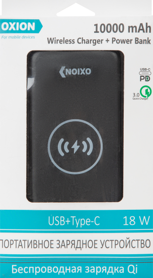 Внешний аккумулятор Oxion OPB-1502WC/QC 10000 мАч цвет черный