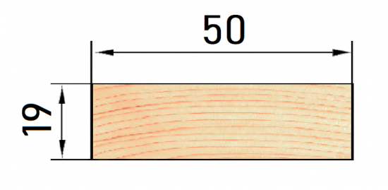Декоративный брусок сращенный 19x50x3000 мм хвоя сорт Экстра прямой с фаской угла