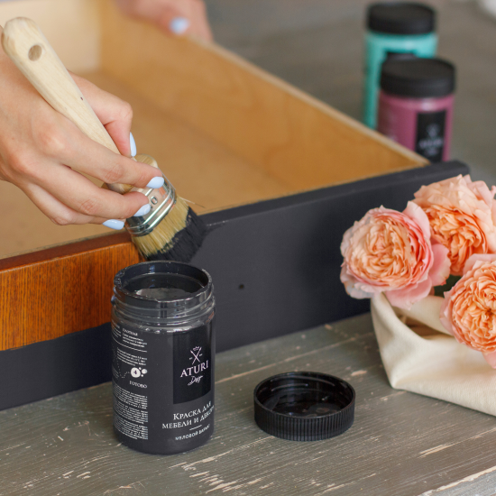 Краска для мебели меловая Aturi Design цвет черный бархат 400 г