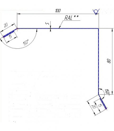 Планка торцевая для металлочерепицы 100х80 мм 2 м зеленая RAL 6005