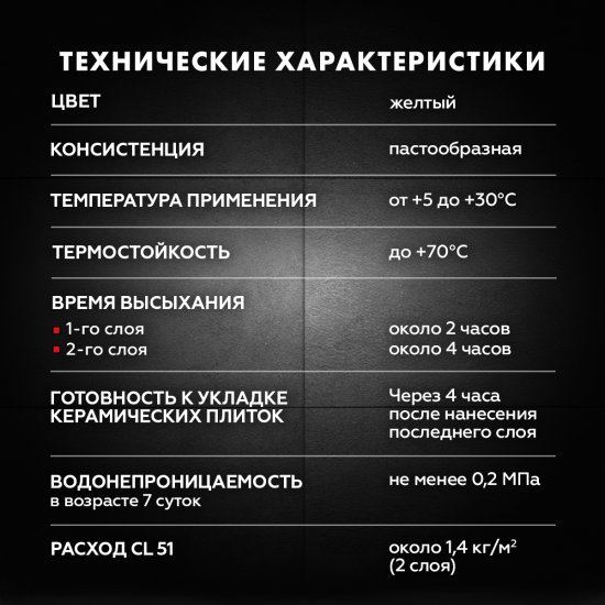 Мастика гидроизоляционная полимерная Церезит CL 51 1.4 кг