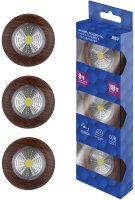 Светодиодный фонарь-подсветка Pushlight 3 Вт на батарейках (комплект из 3 шт.) цвет дерево