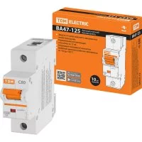 Автомат TDM ELECTRIC ВА47-125 1Р, 80 А, 15 кА, С