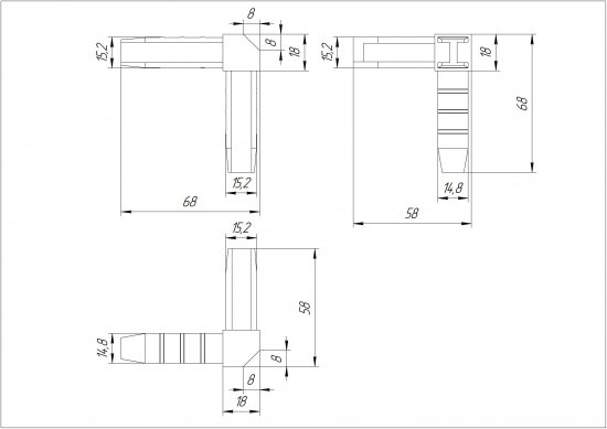 Коннектор 3 Bevel Лофт черный