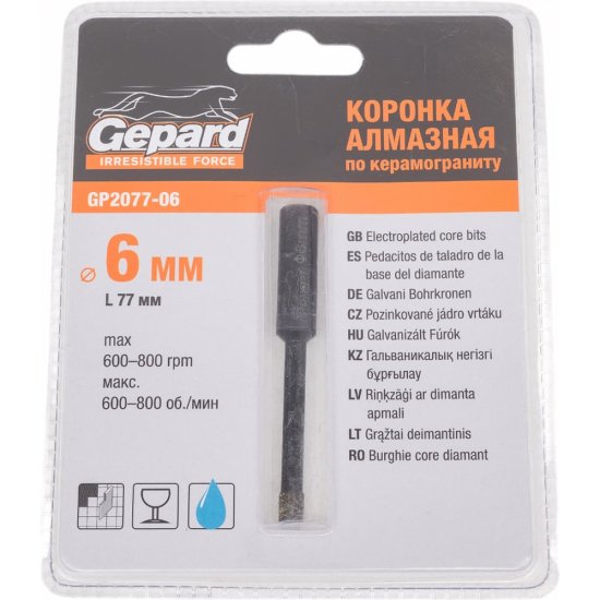 Алмазная коронка по керамограниту Gepard GP2077-06