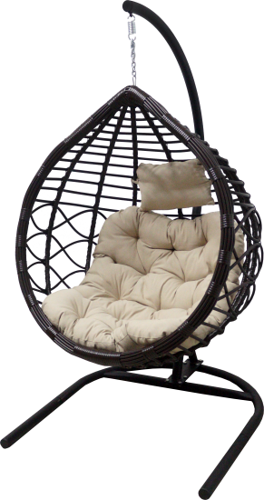 Кресло подвесное с опорой Veil 2 102x200x126 см, искусственный ротанг, тёмно-коричневый/бежевый