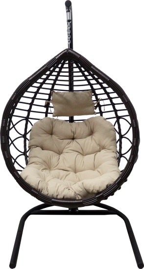 Кресло подвесное с опорой Veil 2 102x200x126 см, искусственный ротанг, тёмно-коричневый/бежевый