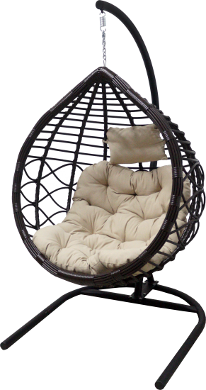 Кресло подвесное с опорой Veil 2 102x200x126 см, искусственный ротанг, тёмно-коричневый/бежевый