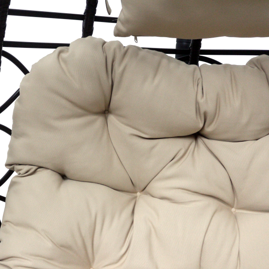 Кресло подвесное с опорой Veil 2 102x200x126 см, искусственный ротанг, тёмно-коричневый/бежевый