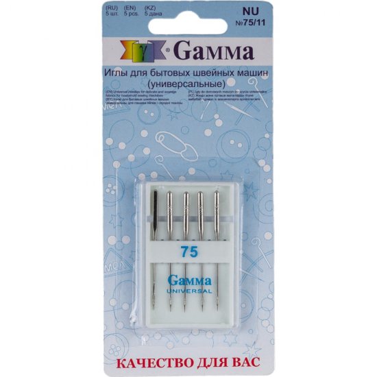 Иглы для бытовых швейных машин универсальные Gamma NU №75/11