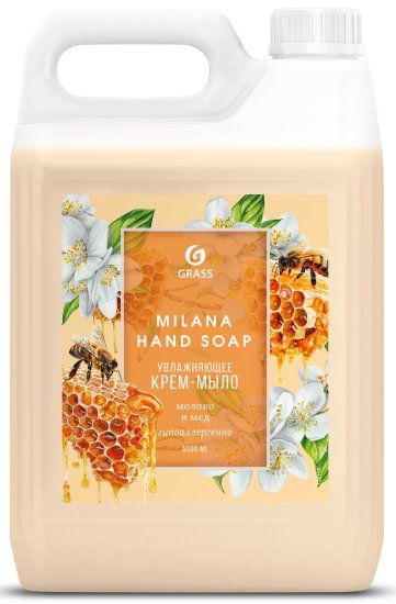 Жидкое крем-мыло Grass Milana Молоко и мед 5 кг
