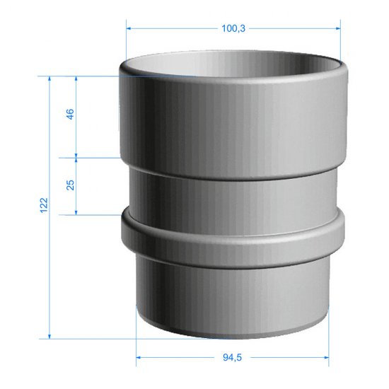 Муфта водосточной трубы Docke Lux пластиковая соединительная d100 мм пломбир RAL 9003