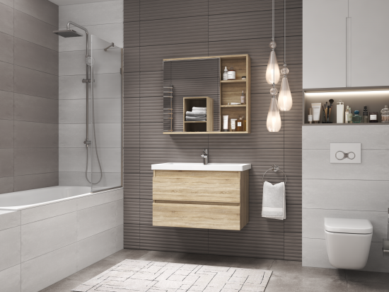 Зеркальный шкаф Vigo Matteo 15.6x80x70 см цвет дуб сонома