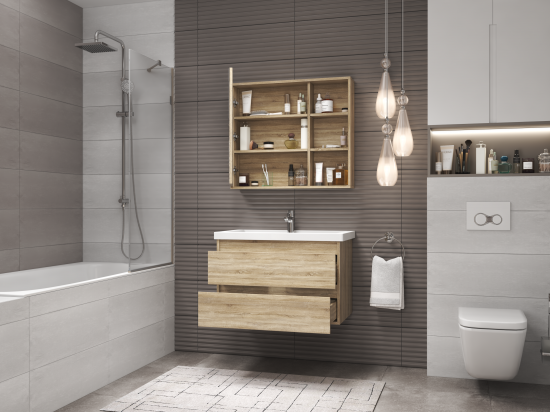 Зеркальный шкаф Vigo Matteo 15.6x80x70 см цвет дуб сонома