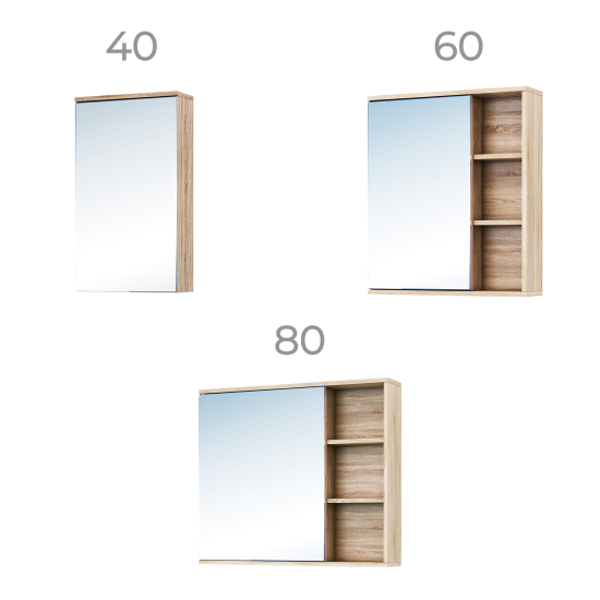 Зеркальный шкаф Vigo Matteo 15.6x60x70 см цвет дуб сонома