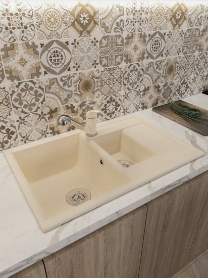 Мойка для кухни врезная с крылом Dr.Gans Астра 76x51 см глубина чаши 20 см мрамор цвет латте