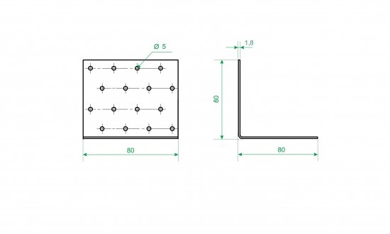 Угол крепежный равносторонний KUR 80x80x80x1.8 оцинкованная сталь цвет серый