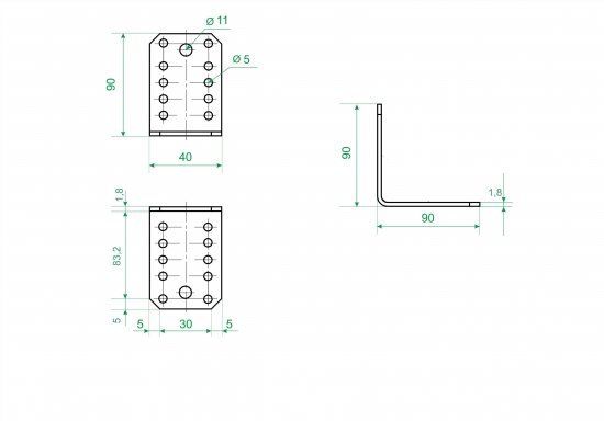 Угол крепежный KU 90x90x40x1.8 сталь цвет серый