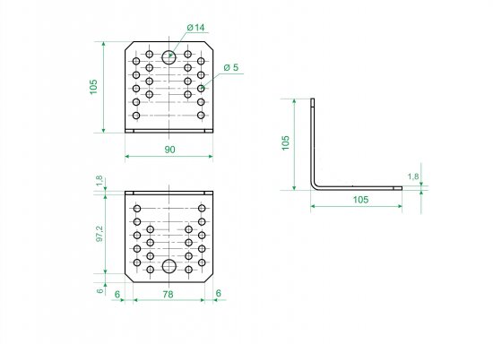 Угол крепежный KU 105x105x90x1.8 оцинкованная сталь цвет серый