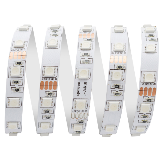 Комплект светодиодной ленты для контурной подсветки Apeyron SMD5050 24В 10 мм 5м 15 Вт/м 60диод/м RGB