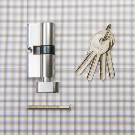 Цилиндр AX102/60 30x30 мм ключ/вертушка цвет хром