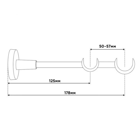 Карниз настенный металлический двухрядный круглый 280 см d20 мм серебро