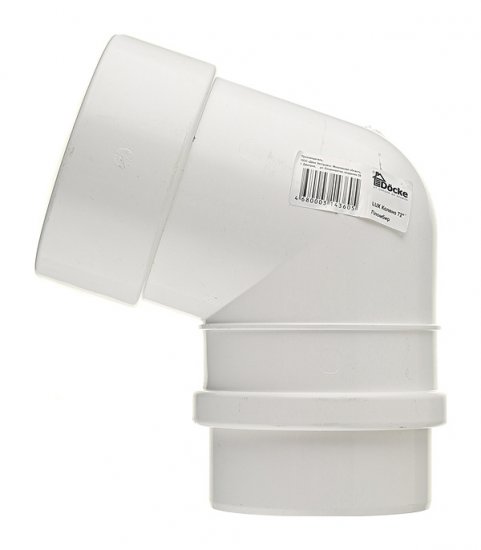 Колено трубы Docke Lux пластиковое d100 мм 72° пломбир RAL 9003